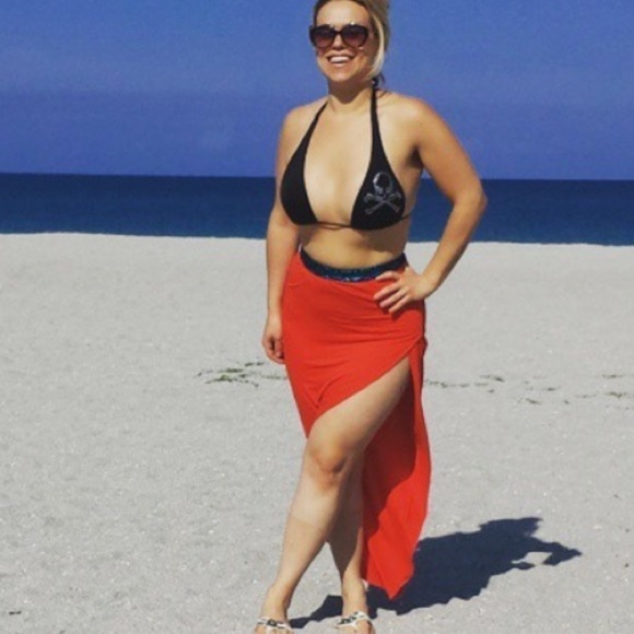 High Slit Orange stretch Women’s Maxi Skirt Small - Picture 6 of 7